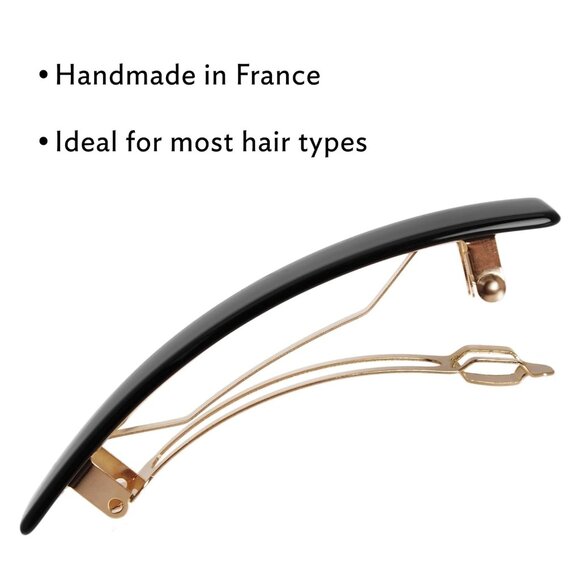 Black & White Hair Barrette for Thin Hair French Classic Rectangular Accessory - Picture 7 of 9